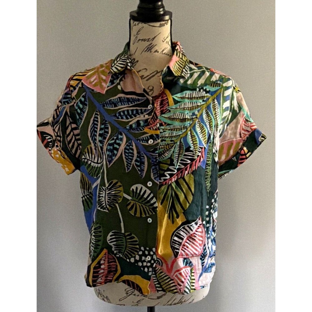 Women's Cynthia Rowley Linen Tropical Button Up Size XS New without Tag A12